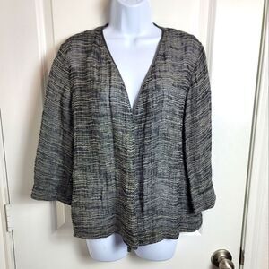 EILEEN FISHER Linen Blend Loose Weave Open Front Cardigan